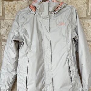 The North Face Women's Gray Rain Jacket with Pink Accents